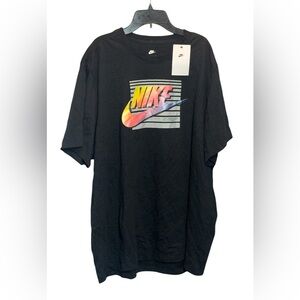 Nike Men's Black Tee with Multicolor Logo